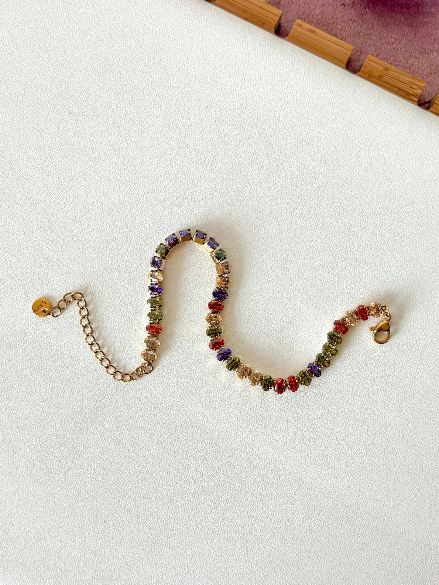 Pulsera Zirconia Colores pastel, Acero Inoxidable