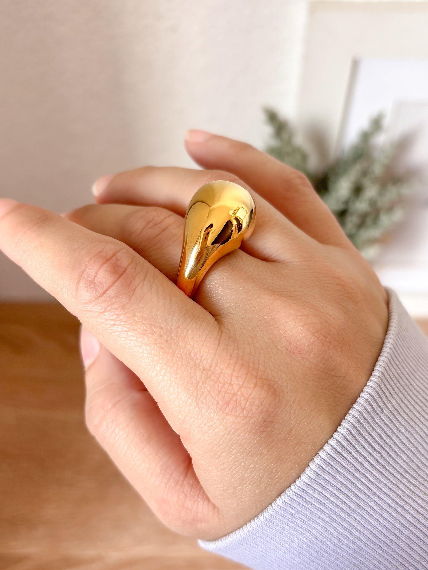 Anillo Gota, Chunky, Acero Inoxidable