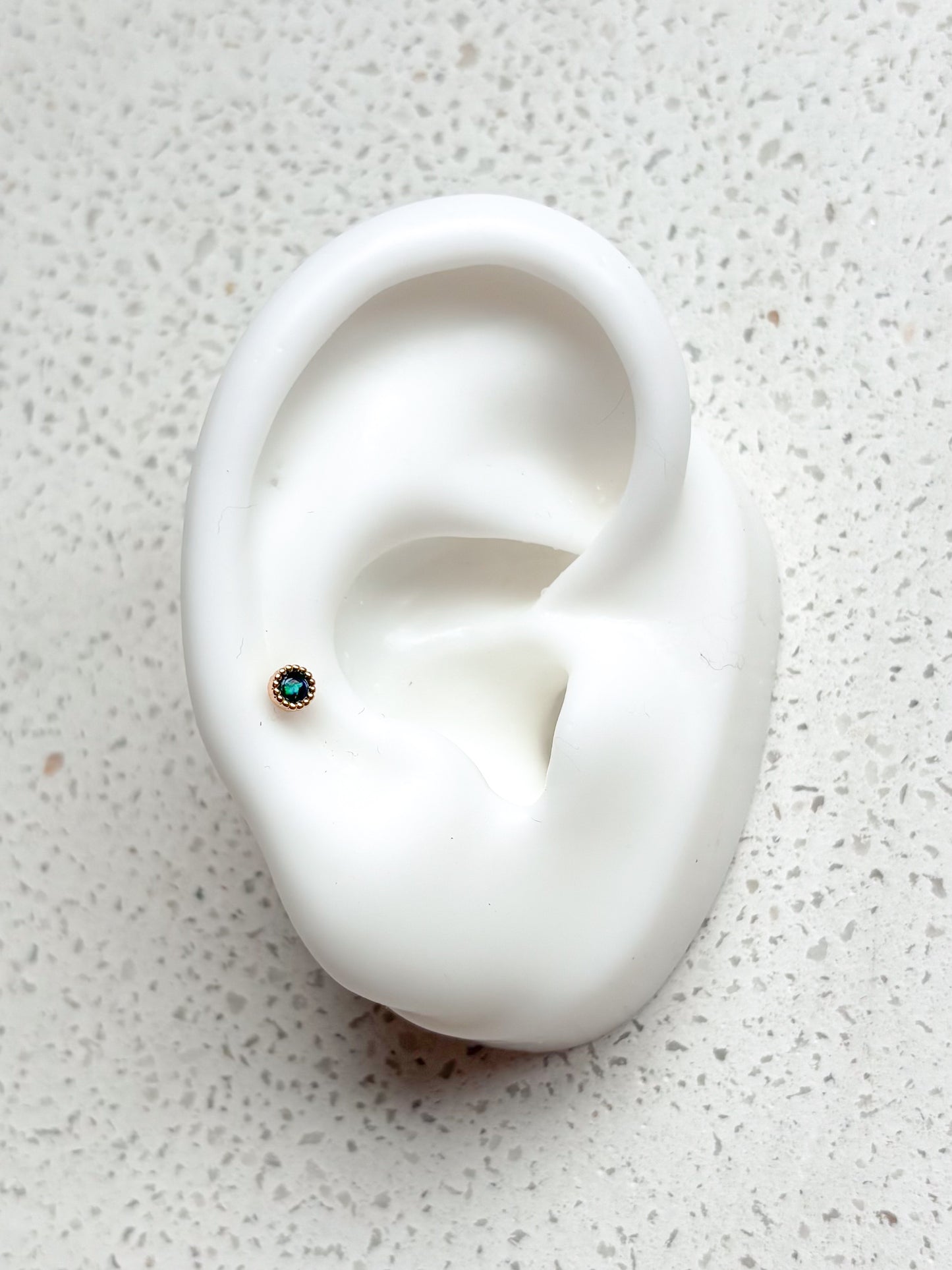 Piercing Mini, Piedra Verde, Acero Quirúrgico