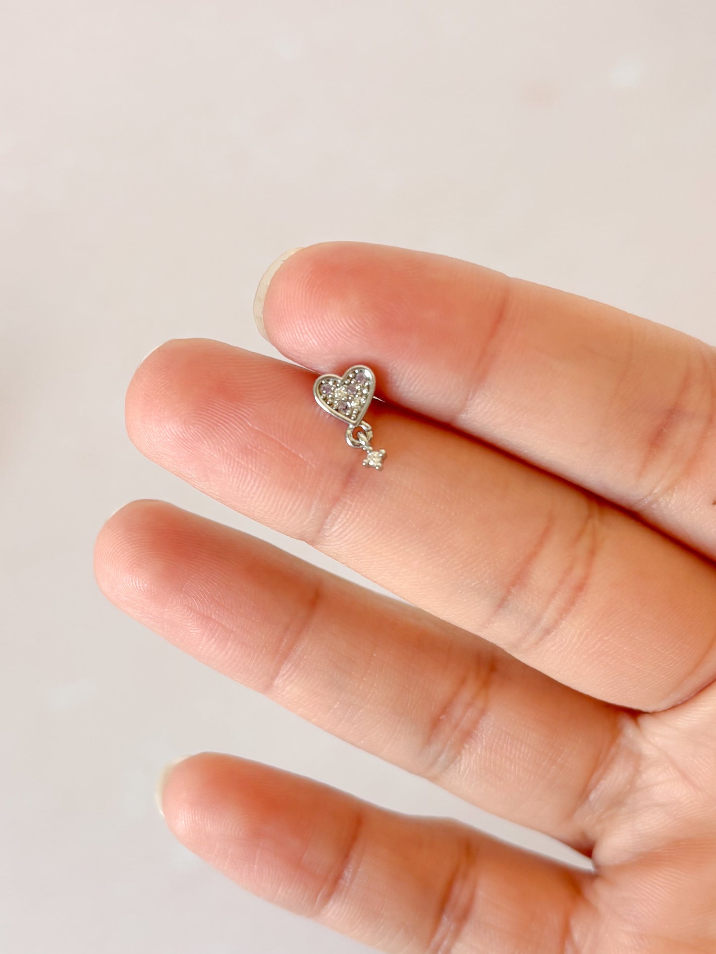 Piercing Corazón con Dije Colgante, Acero Quirúrgico