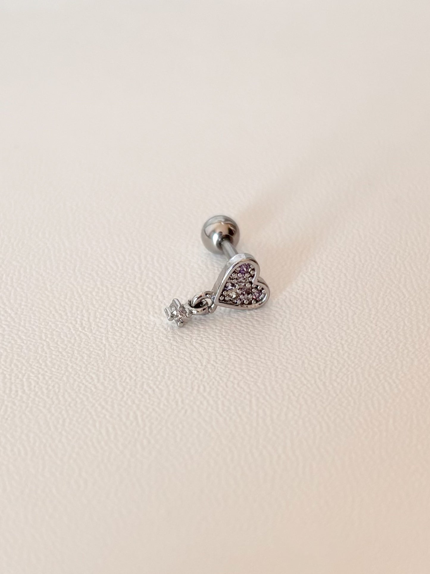 Piercing Corazón con Dije Colgante, Acero Quirúrgico