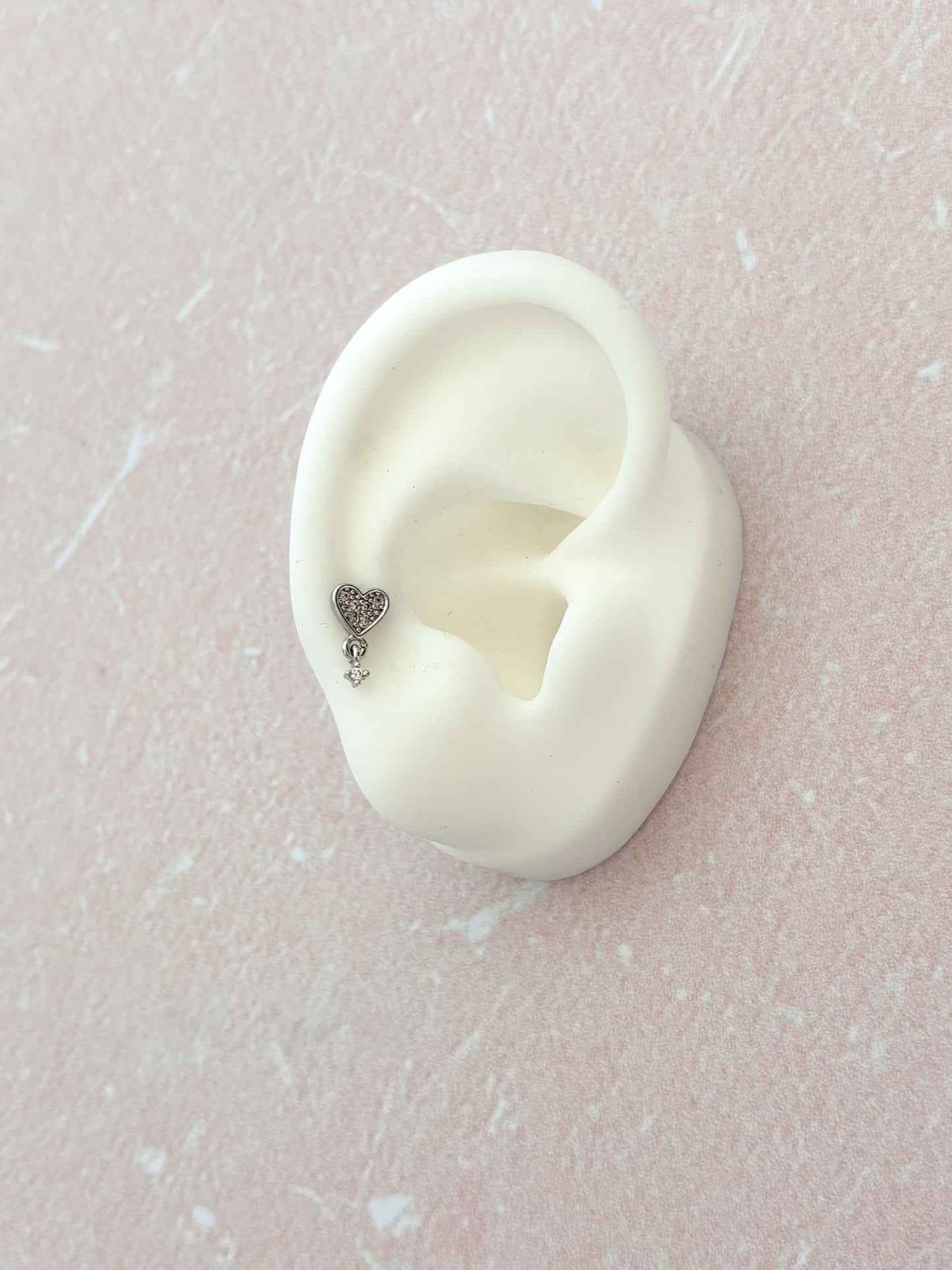 Piercing Corazón con Dije Colgante, Acero Quirúrgico