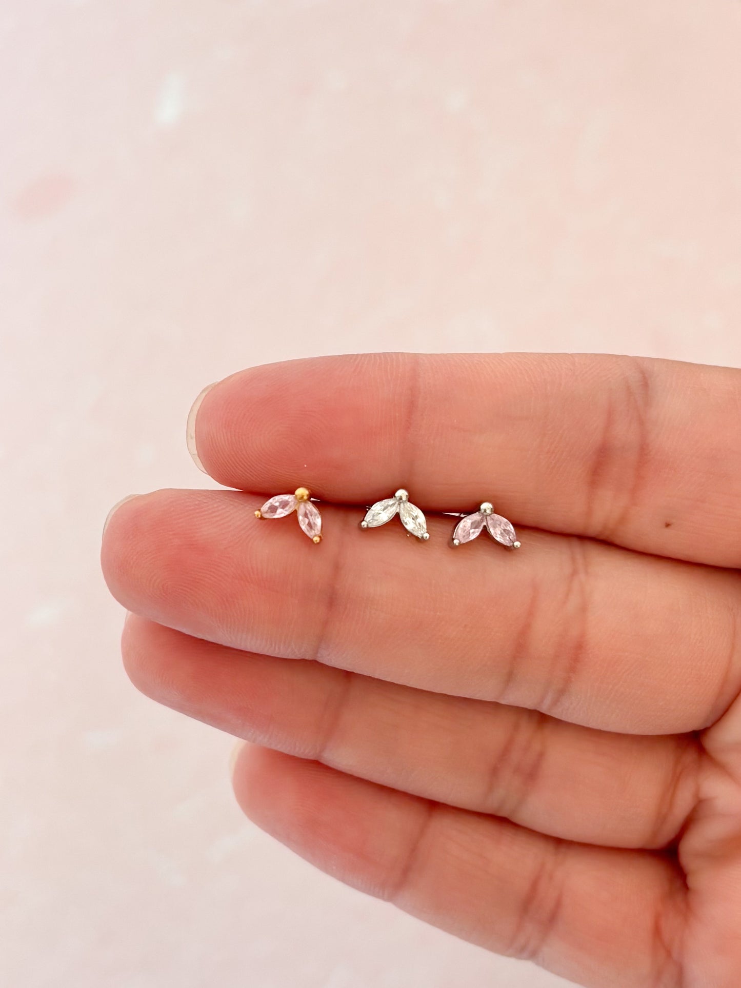 Piercing Dos Pétalos, Pétalos con Zirconias, Acero Quirúrgico