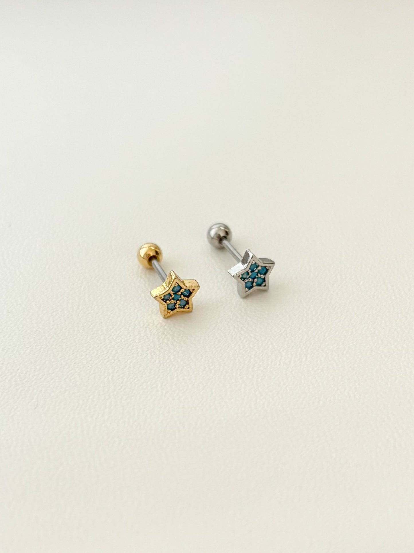 Piercing Estrella Mini, Color Turquesa, Acero Quirúrgico