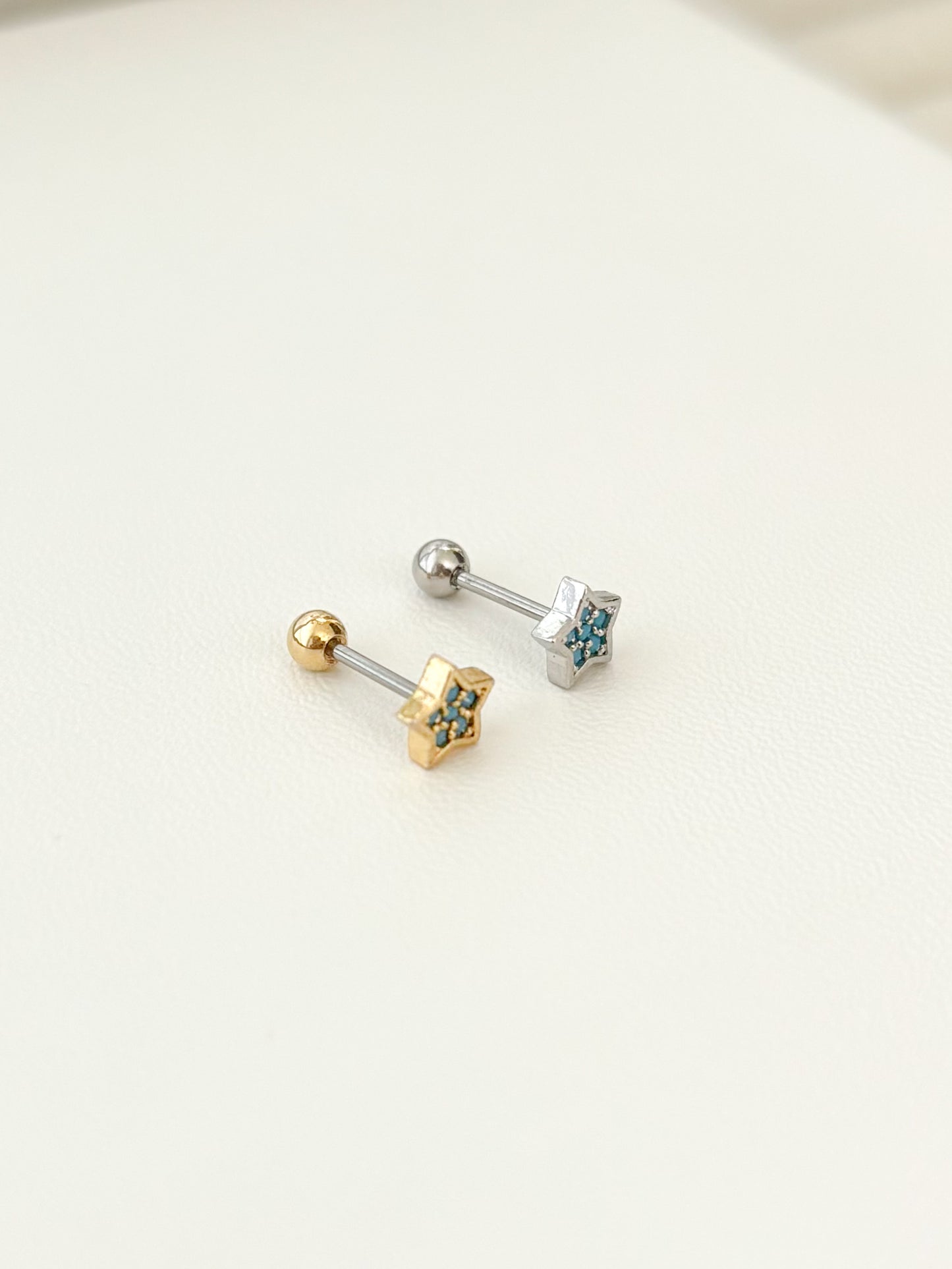 Piercing Estrella Mini, Color Turquesa, Acero Quirúrgico