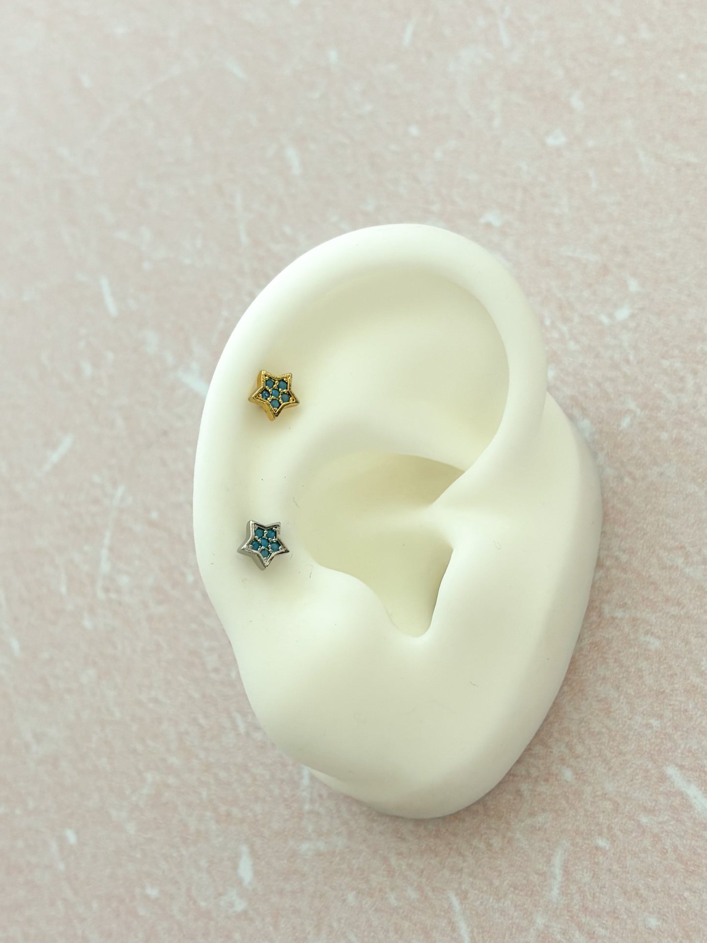 Piercing Estrella Mini, Color Turquesa, Acero Quirúrgico