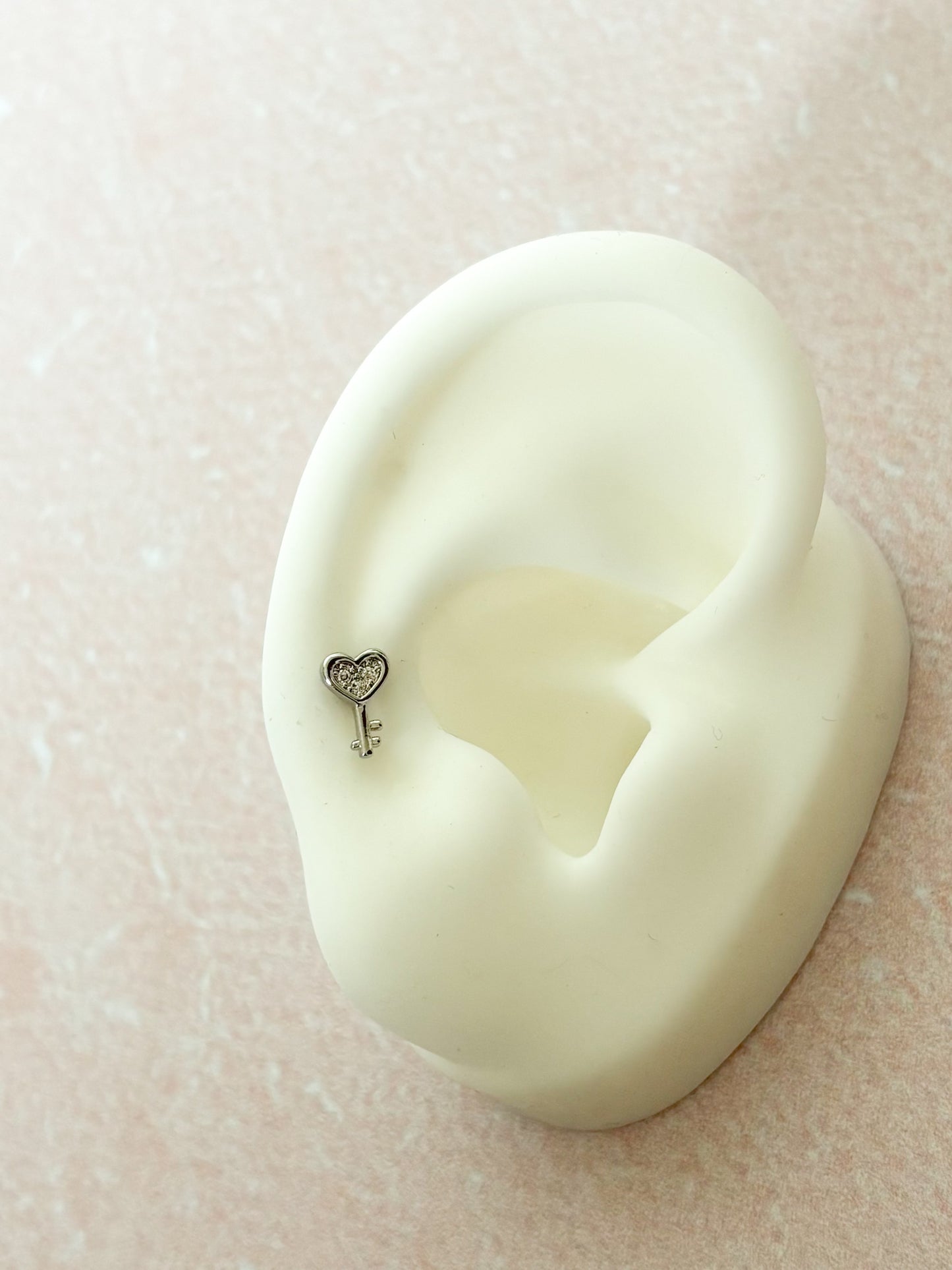 Piercing Llave Corazón, Piercing Pequeño, Acero Quirúrgico