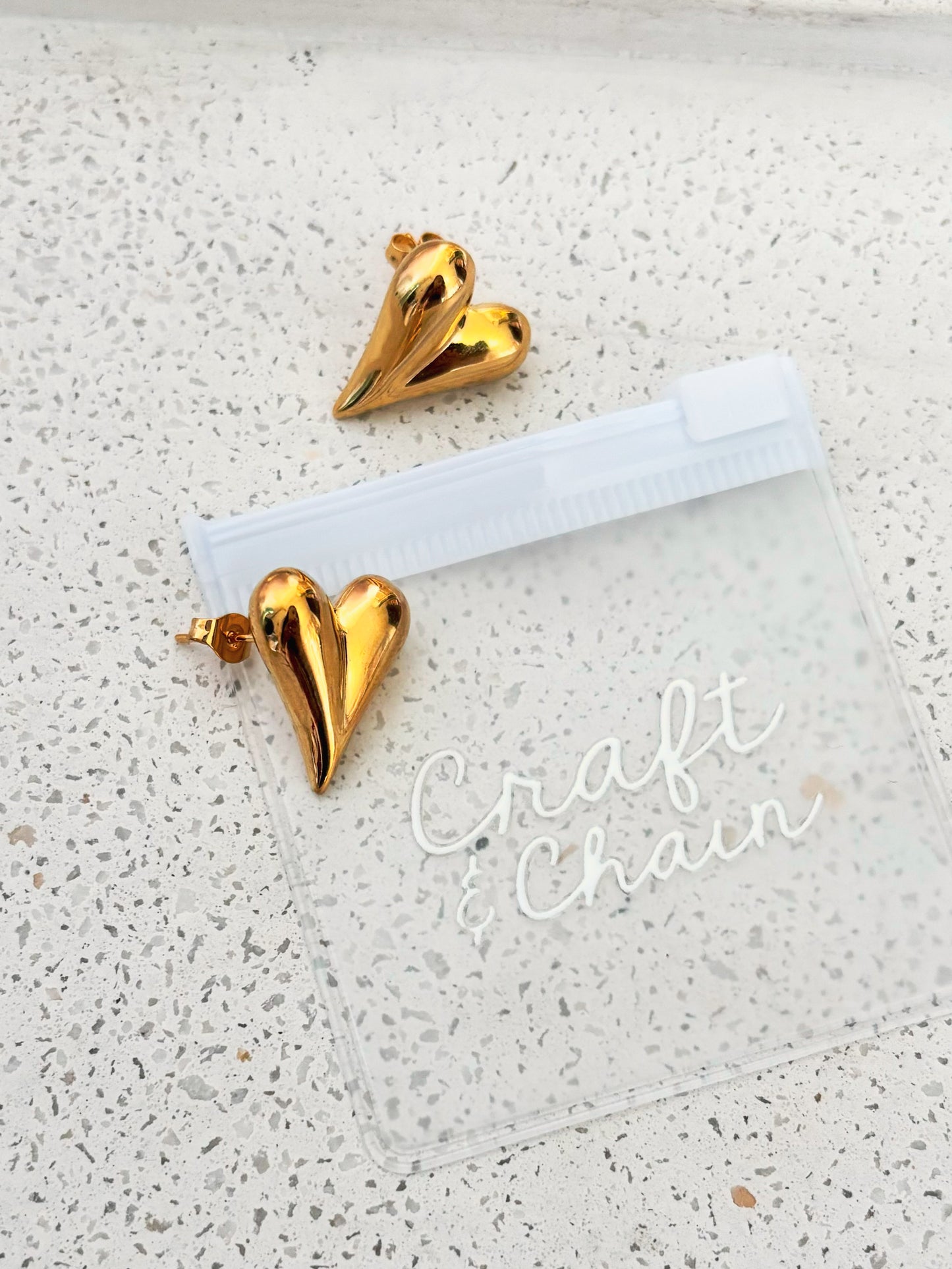 Aretes Corazón Largo, Aretes Maxi Corazón, Acero Inoxidable