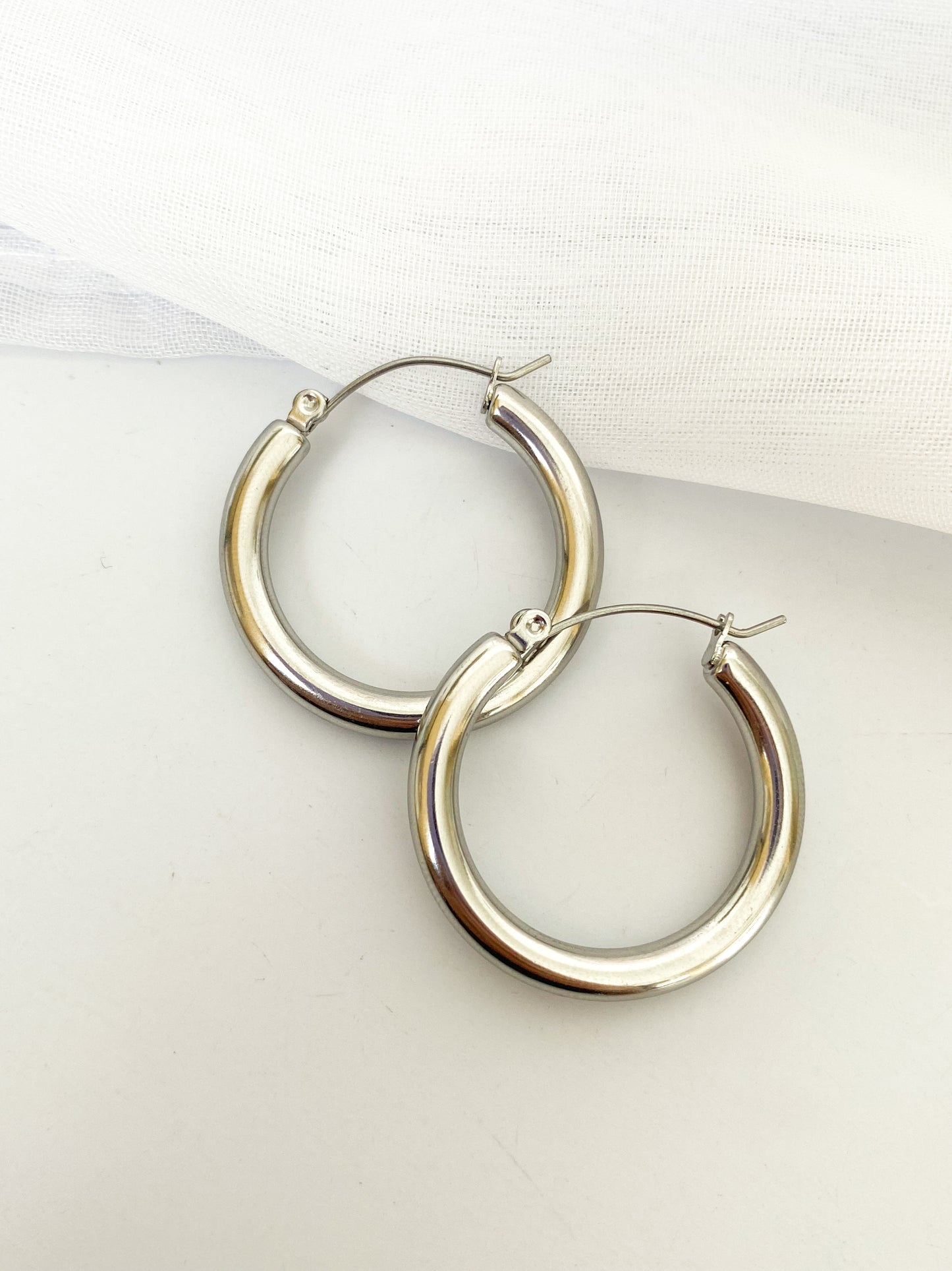 Aretes Argollas Grandes, Aro Grande, Argollas Básicas, Acero Inoxidable