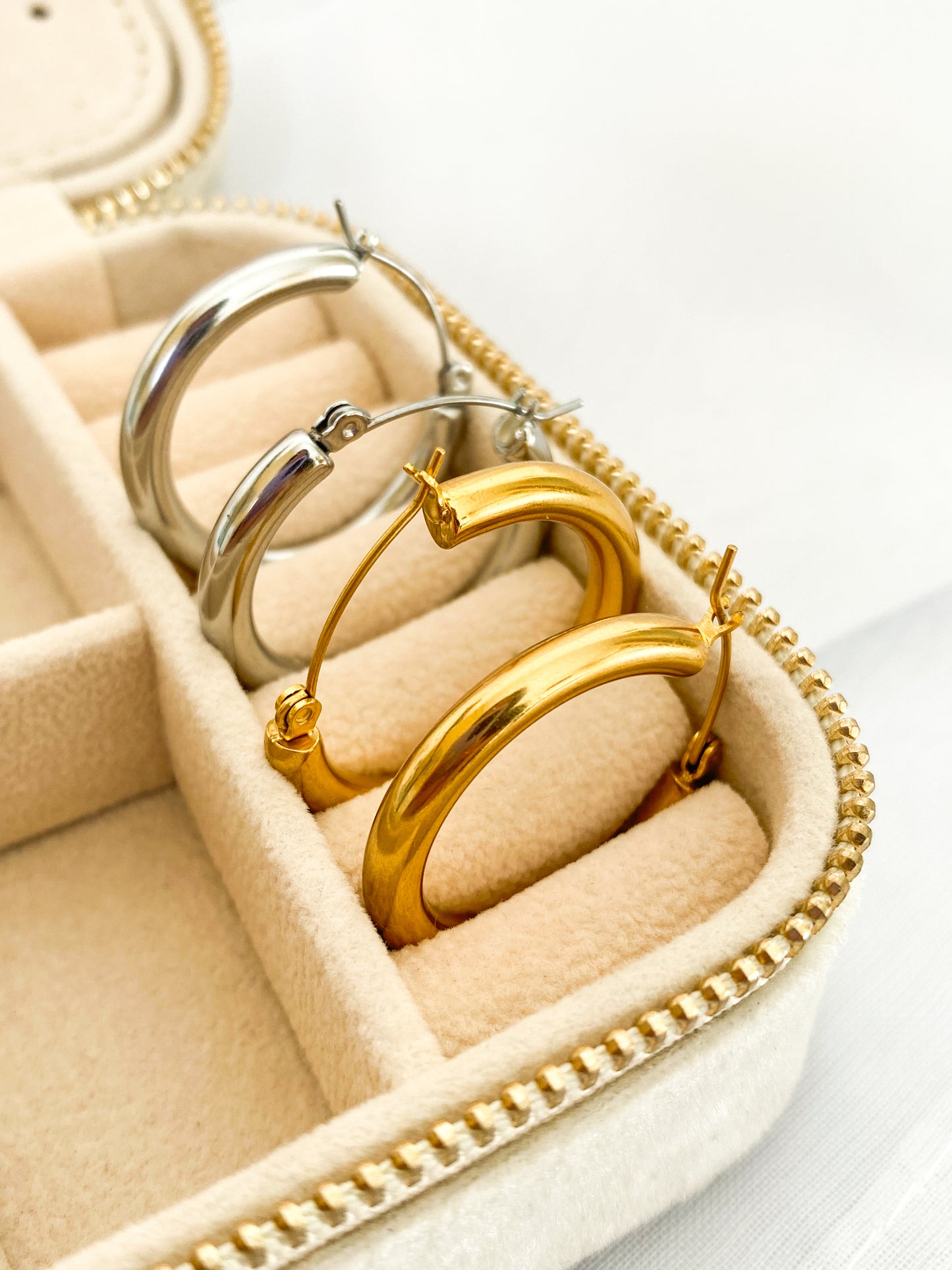 Aretes Argollas Grandes, Aro Grande, Argollas Básicas, Acero Inoxidable