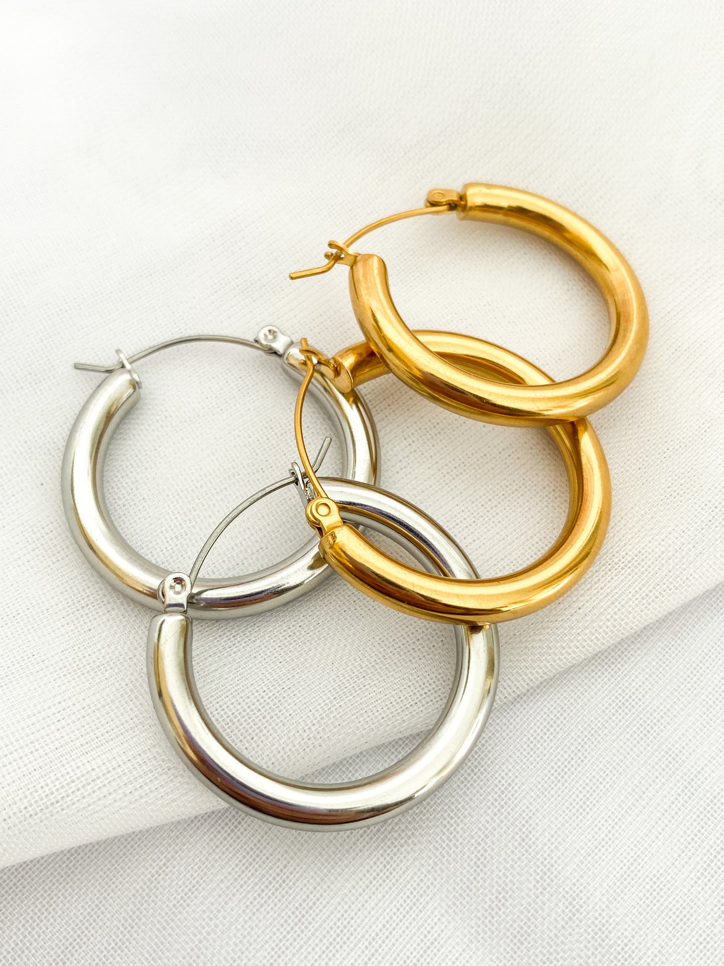 Aretes Argollas Grandes, Aro Grande, Argollas Básicas, Acero Inoxidable