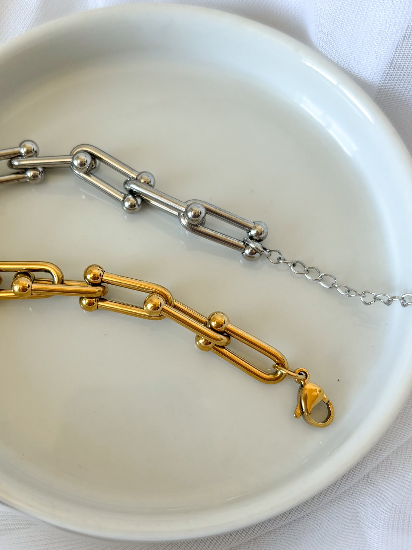 Pulsera Eslabones Abiertos, Cadena Chunky, Acero Inoxidable