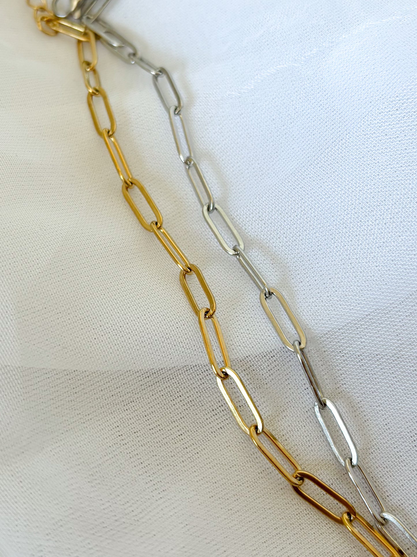 Pulsera Eslabón Paper Clip, Eslabón Largo, Acero Inoxidable