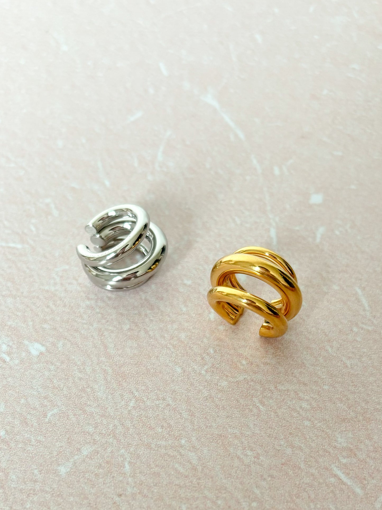 Earcuff Triple, Arete a Presión, Acero Inoxidable