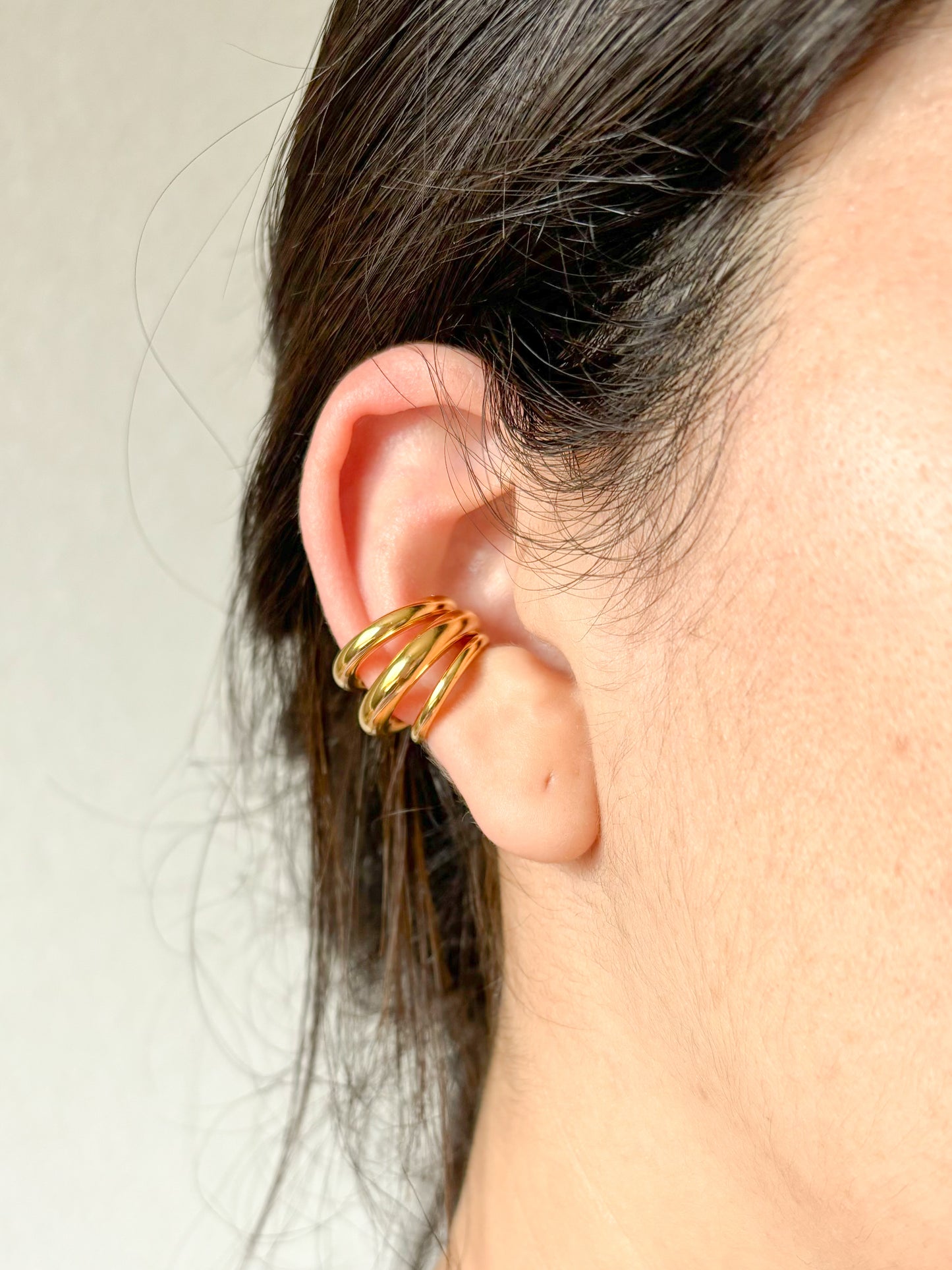 Earcuff Triple, Arete a Presión, Acero Inoxidable