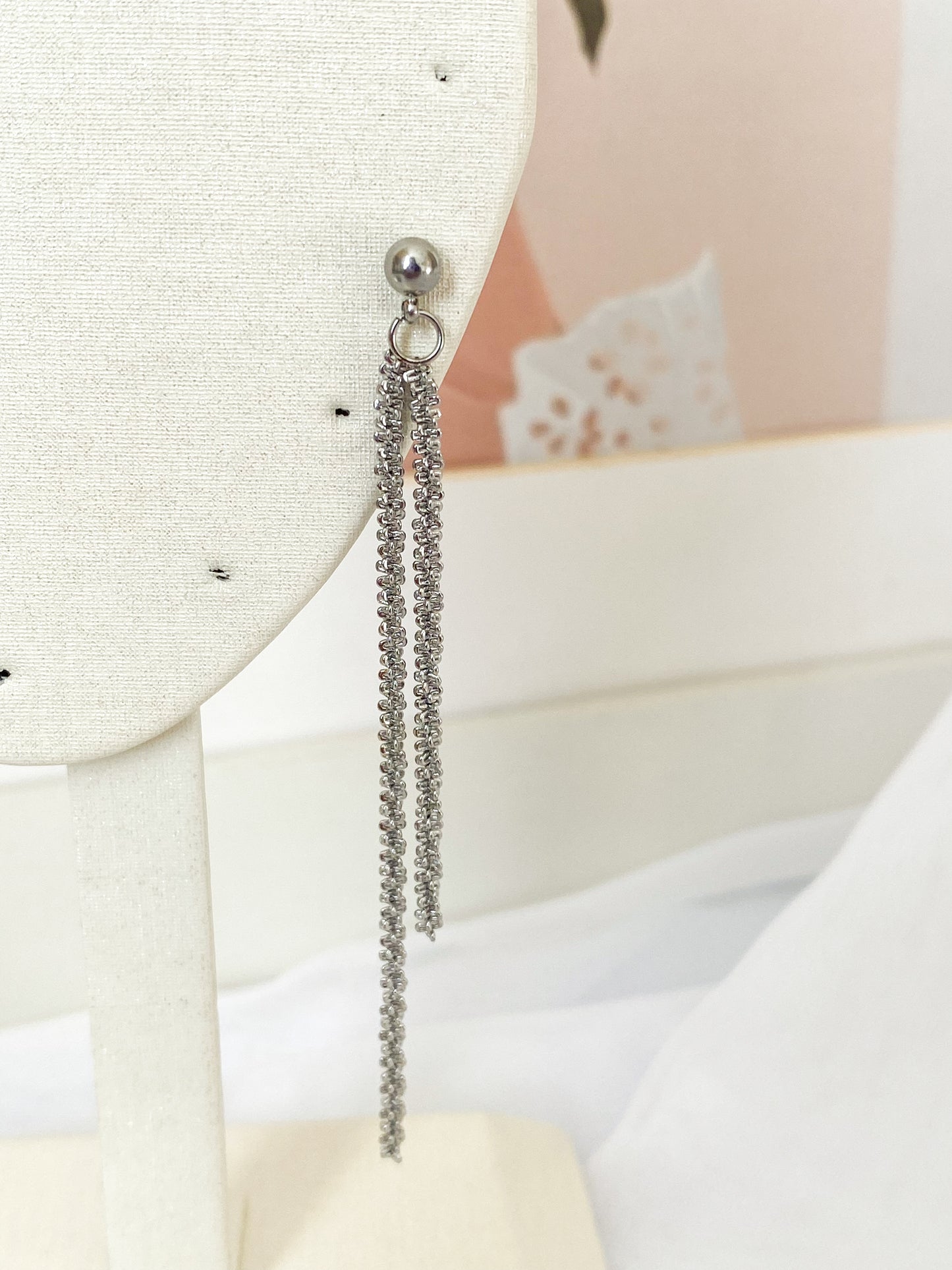 Aretes Cadenas Largas, Aretes de Fiesta, Acero Inoxidable