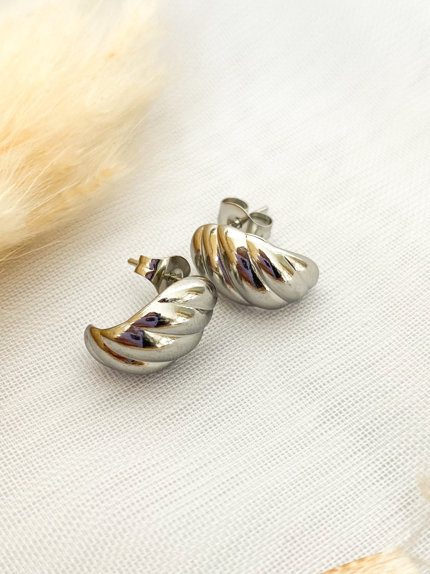Aretes Croissant, Aretes Pequeños, Acero Inoxidable