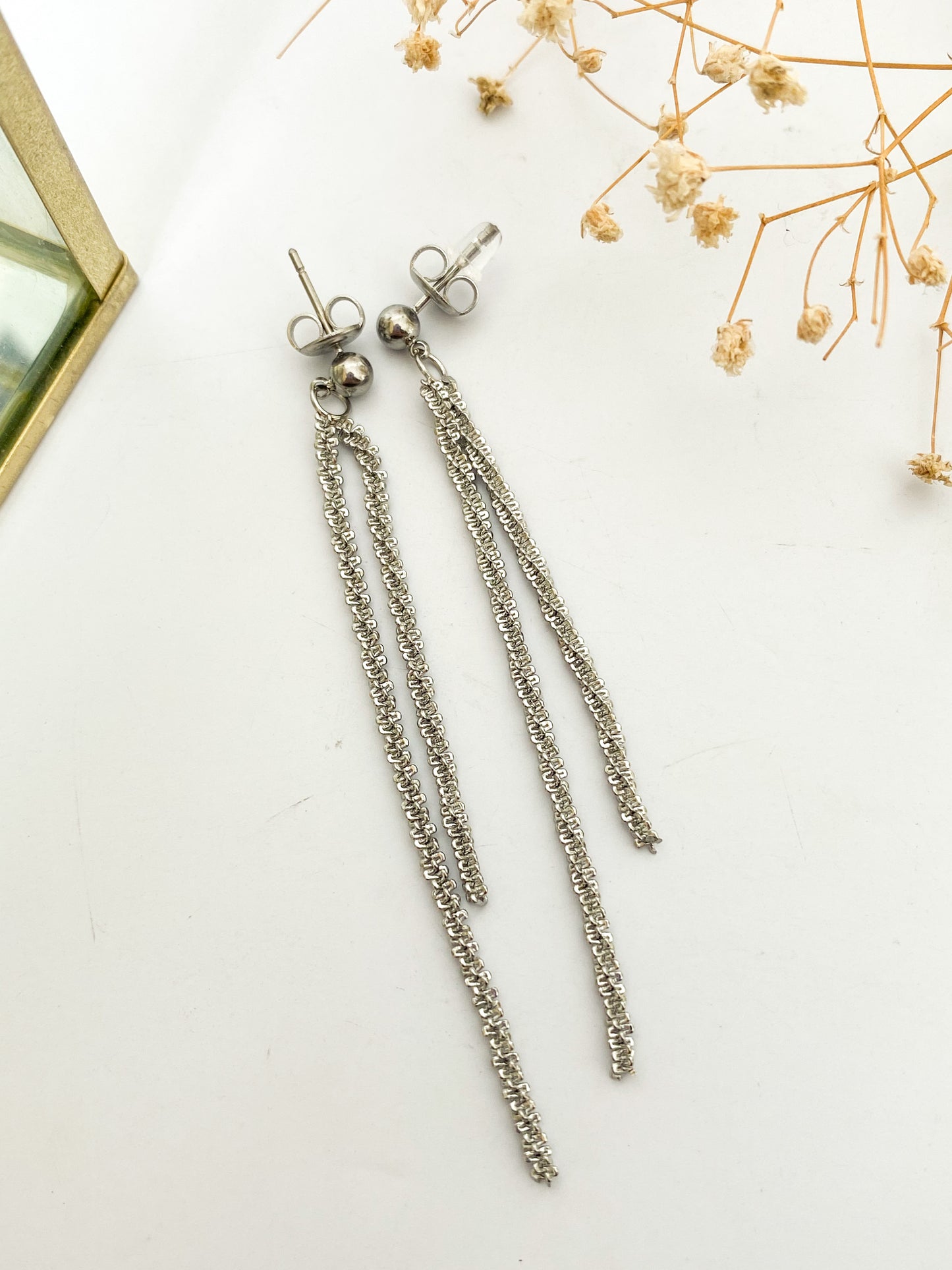 Aretes Cadenas Largas, Aretes de Fiesta, Acero Inoxidable