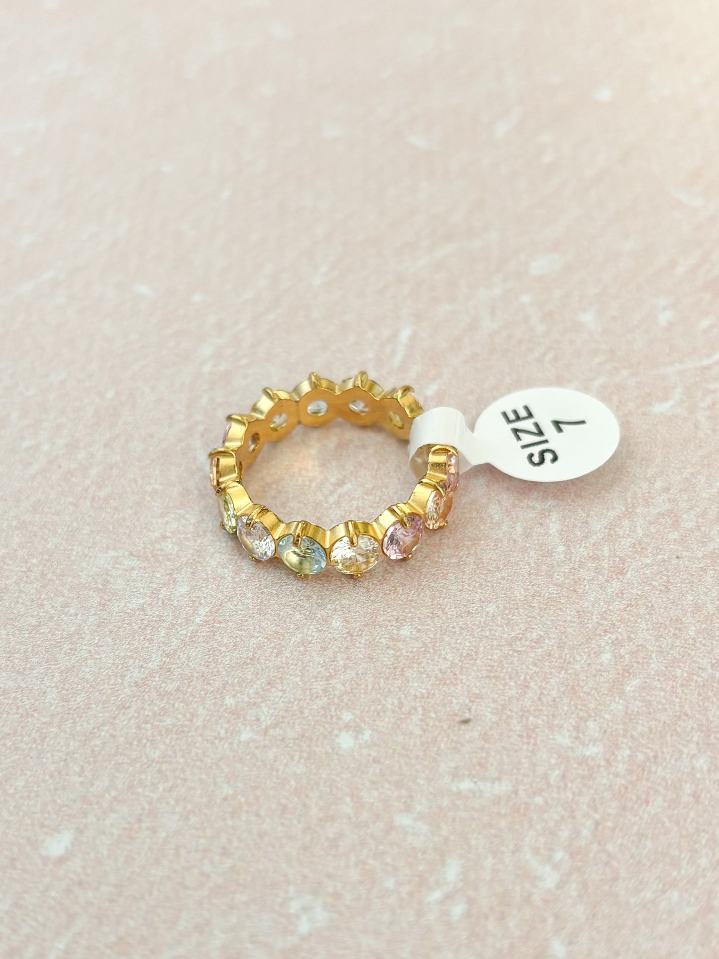 Anillo Piedras Pastel, Anillo con colores , Acero Inoxidable