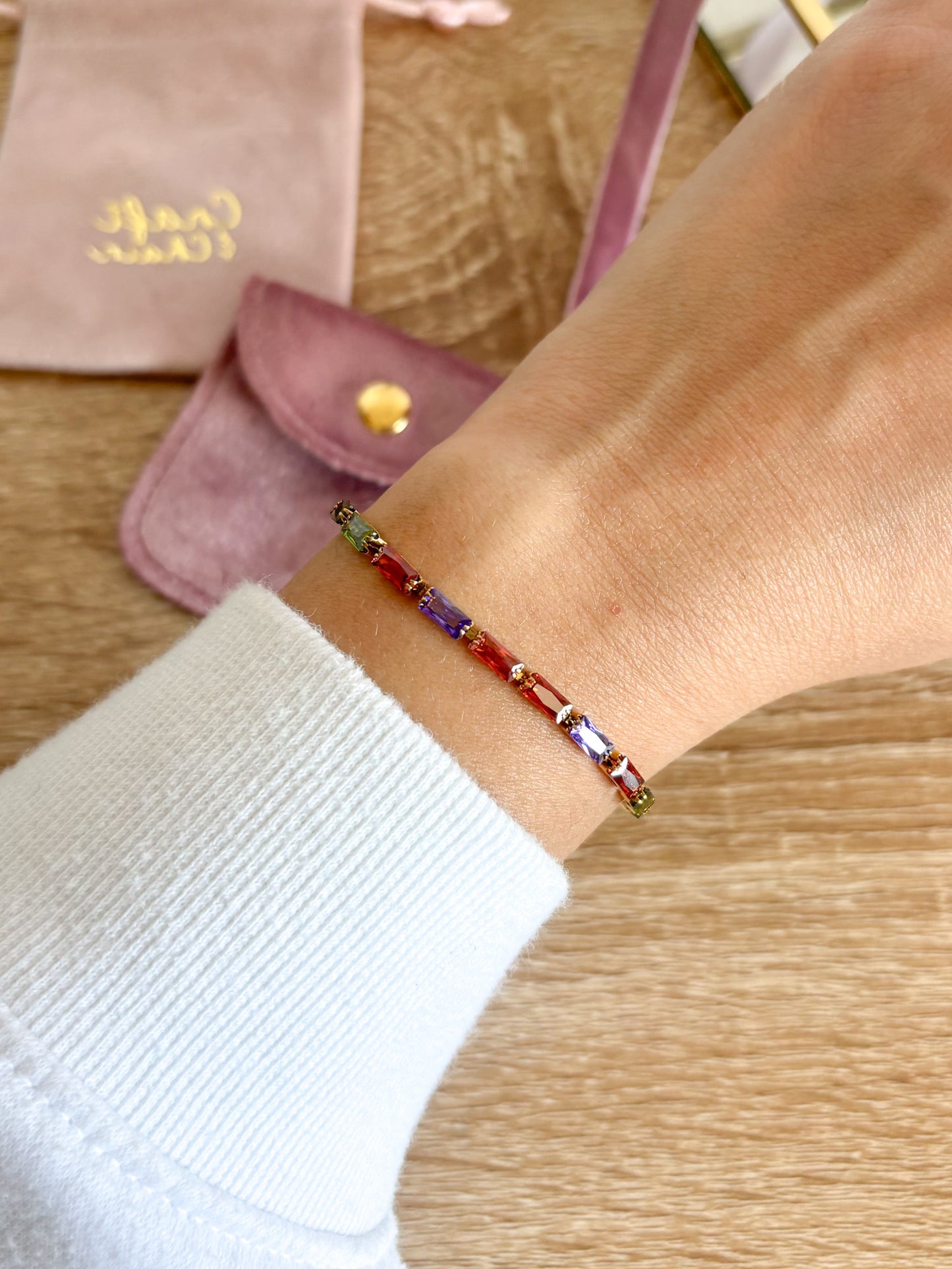 Pulsera Piedras horizontales, Pulsera minimalista, Acero inoxidable