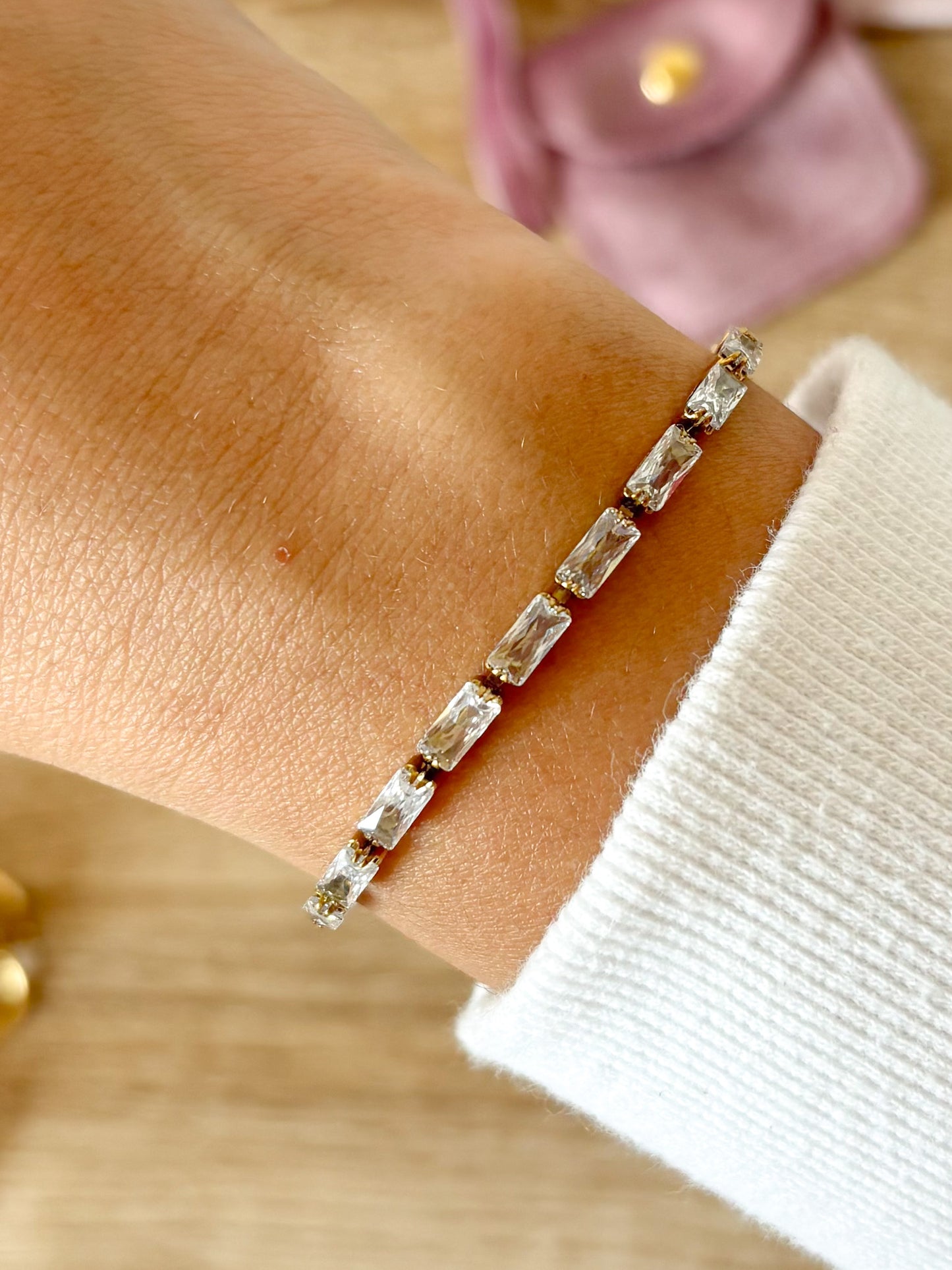 Pulsera Piedras horizontales, Pulsera minimalista, Acero inoxidable