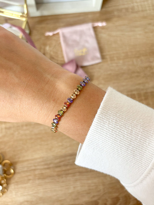 Pulsera Zirconia Colores pastel, Acero Inoxidable