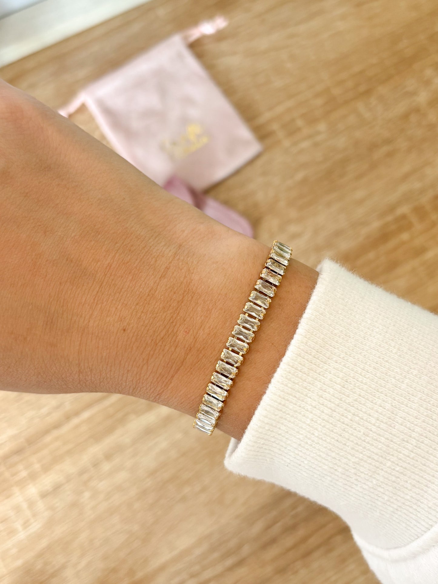 Pulsera Zirconia Rectangular, Acero Inoxidable