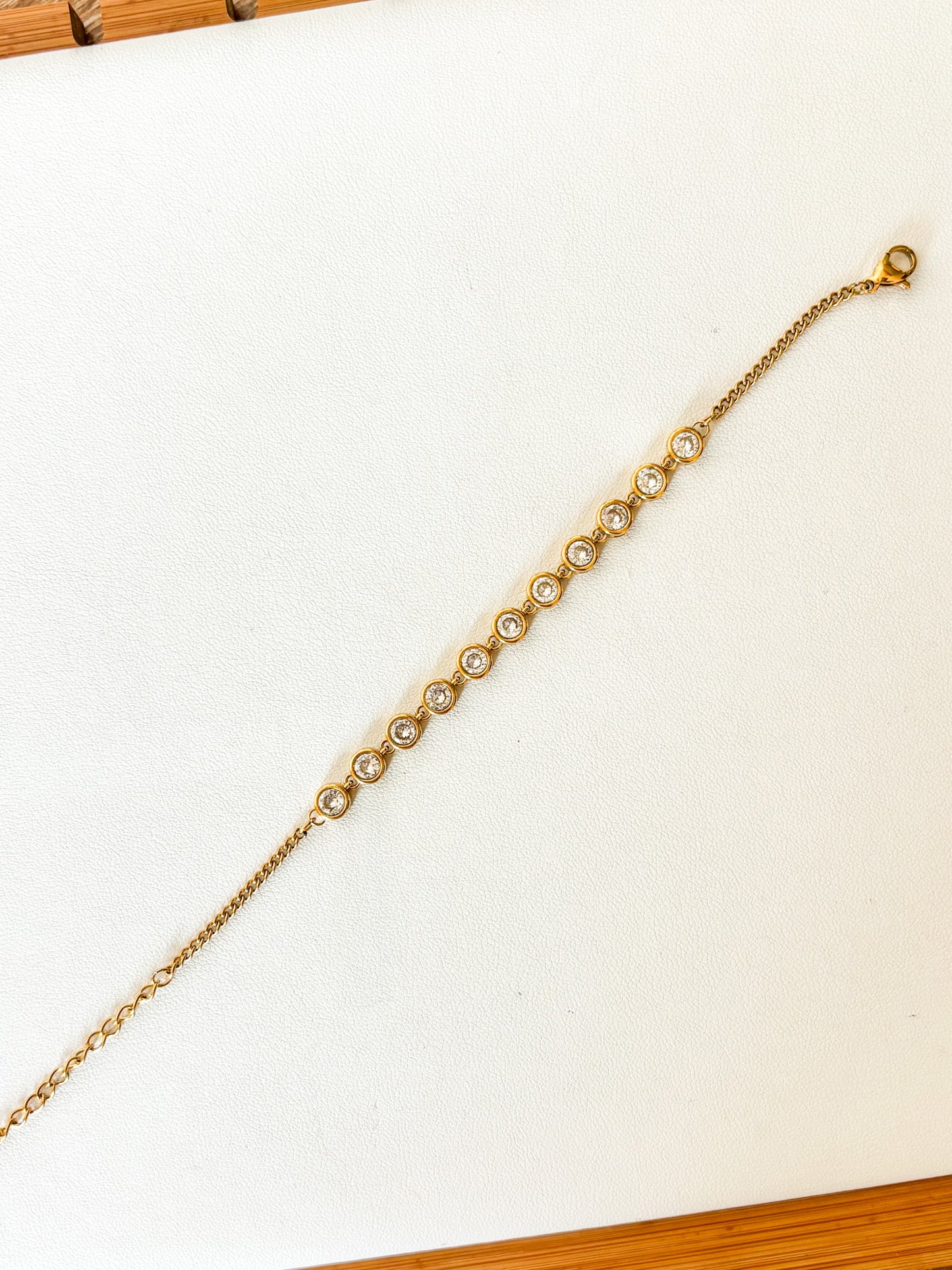 Pulsera Zirconias Redondas, Acero Inoxidable