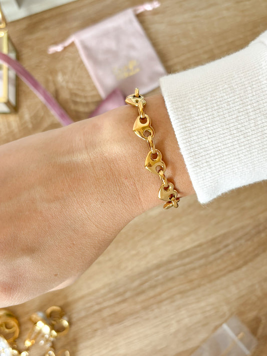 Pulsera Corazones Chain, Acero Inoxidable