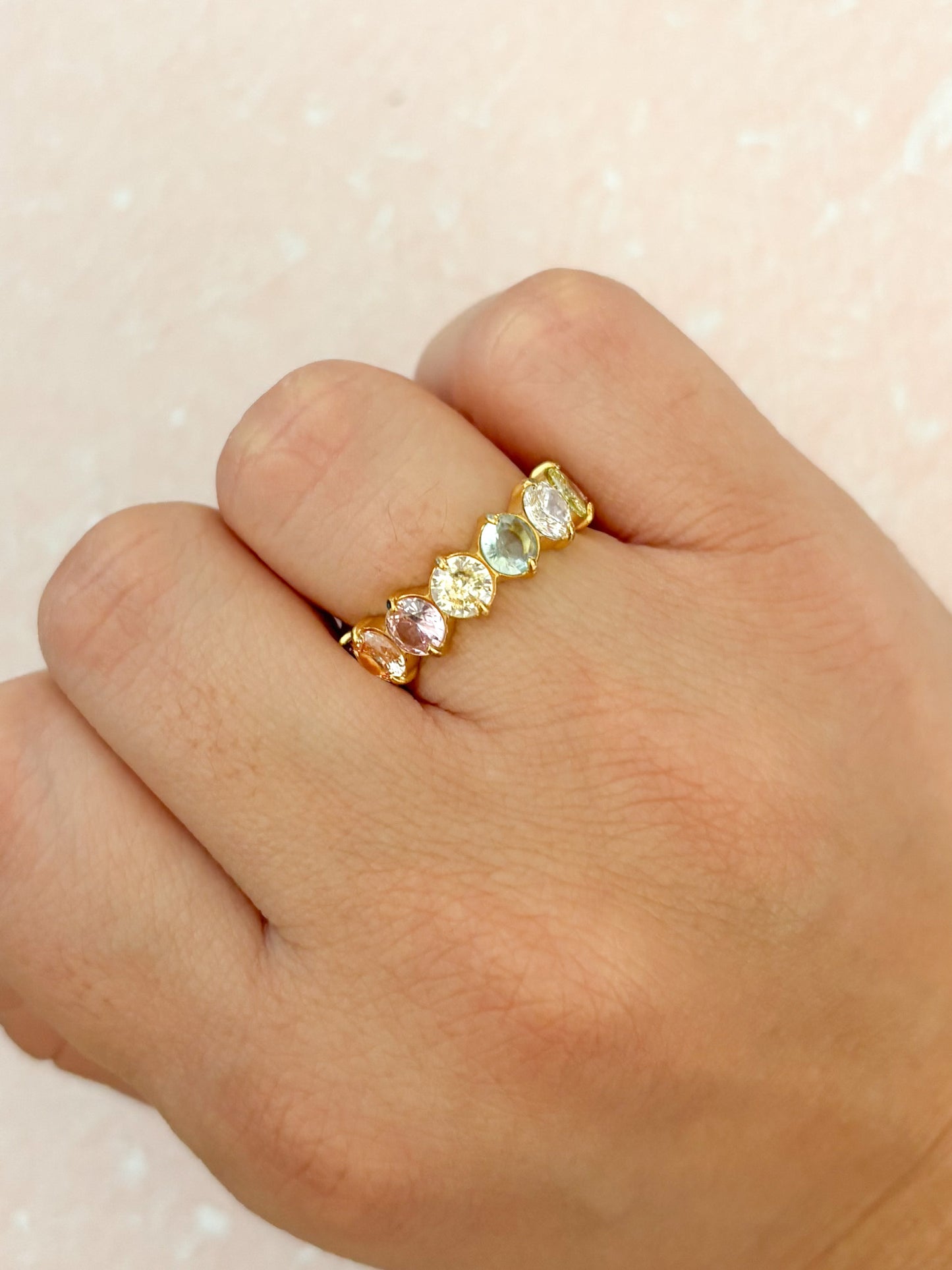 Anillo Piedras Pastel, Anillo con colores , Acero Inoxidable