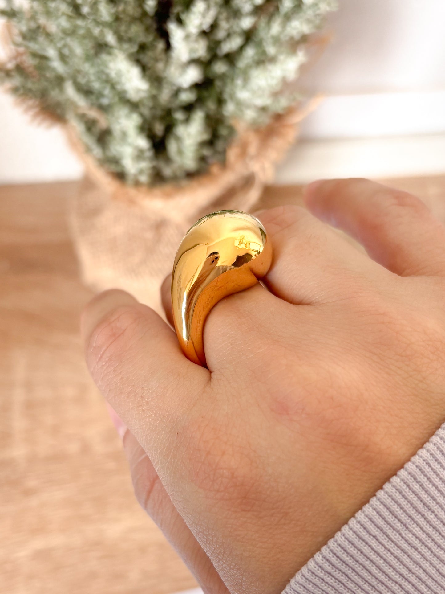 Anillo Gota, Chunky, Acero Inoxidable