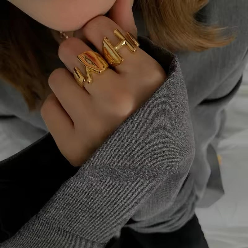 Anillo Inicial Chunky, Acero Inoxidable