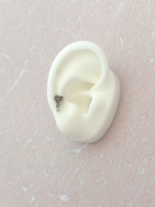 Piercing Corazón con Dije Colgante, Acero Quirúrgico