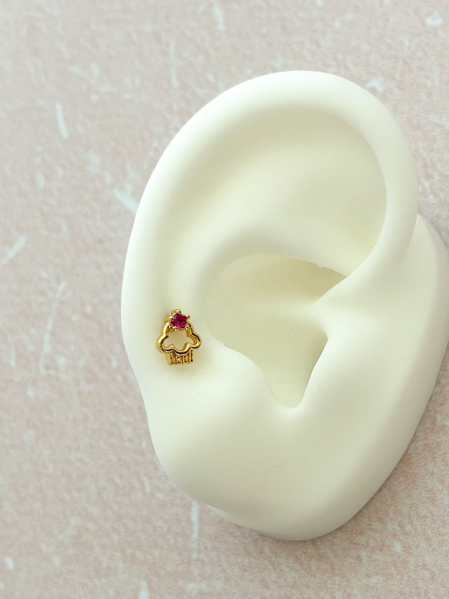 Piercing Cupcacke, Acero Quirúrgico, Rosca Por Delante