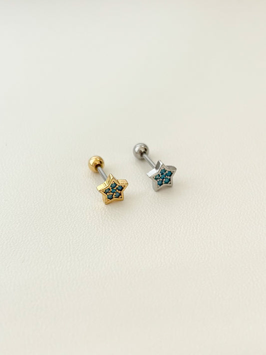 Piercing Estrella Mini, Color Turquesa, Acero Quirúrgico