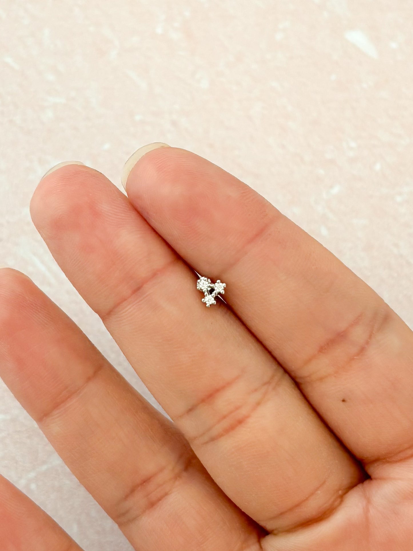 Piercing Triángulo de Estrellas, Piercing Minimalista Pequeño, Acero Inoxidable