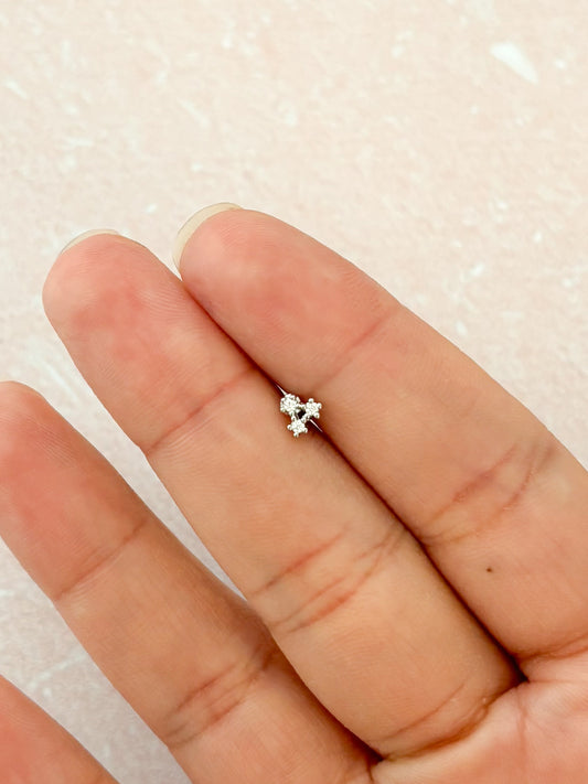 Piercing Triángulo de Estrellas, Piercing Minimalista Pequeño, Acero Inoxidable
