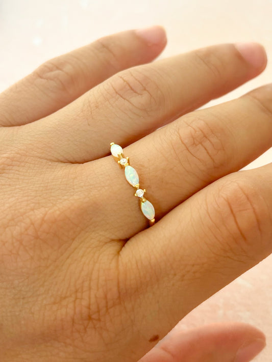 Anillo Tres Opalos, Anillo Minimalista, Plata 925