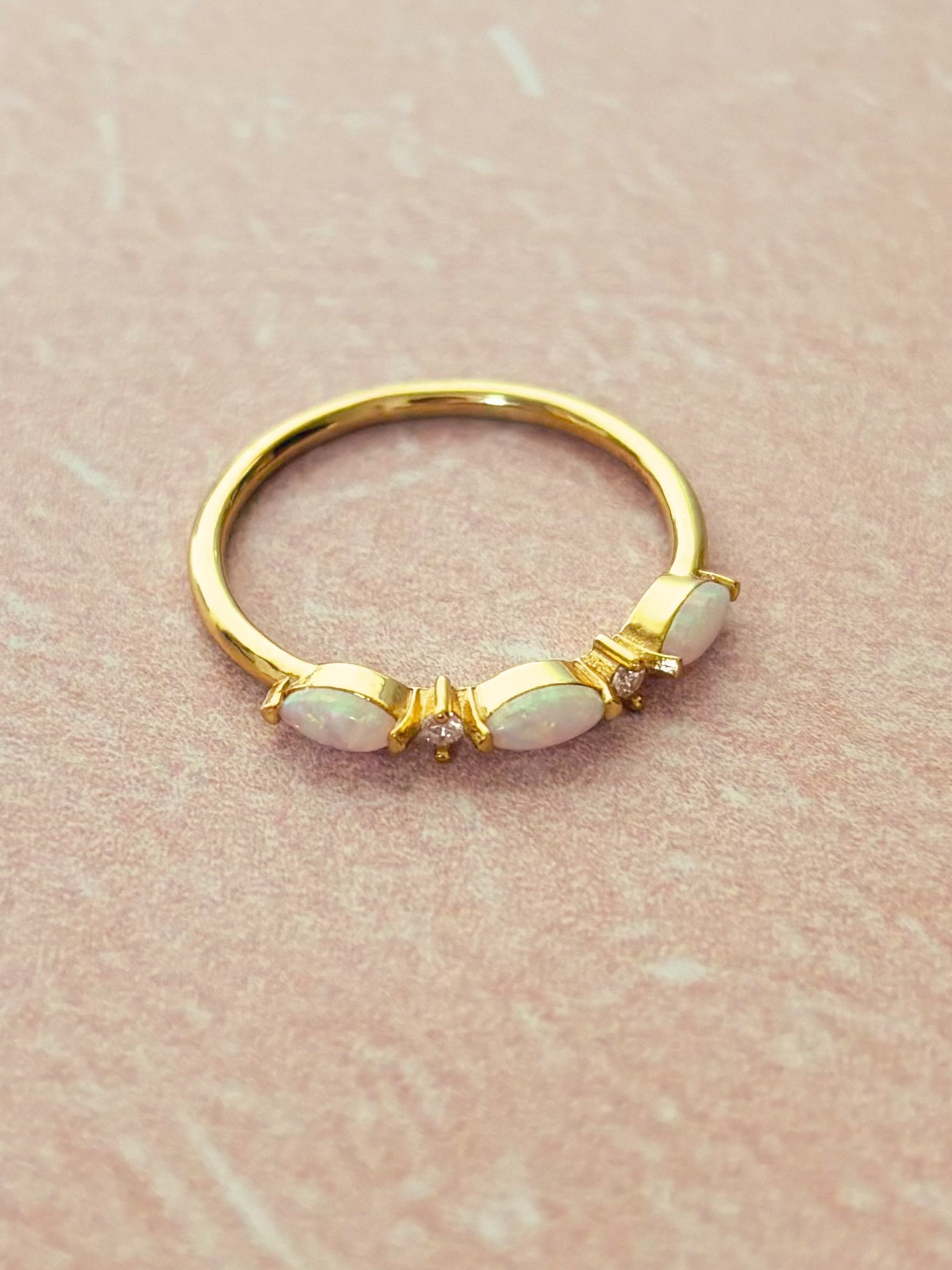 Anillo Tres Opalos, Anillo Minimalista, Plata 925