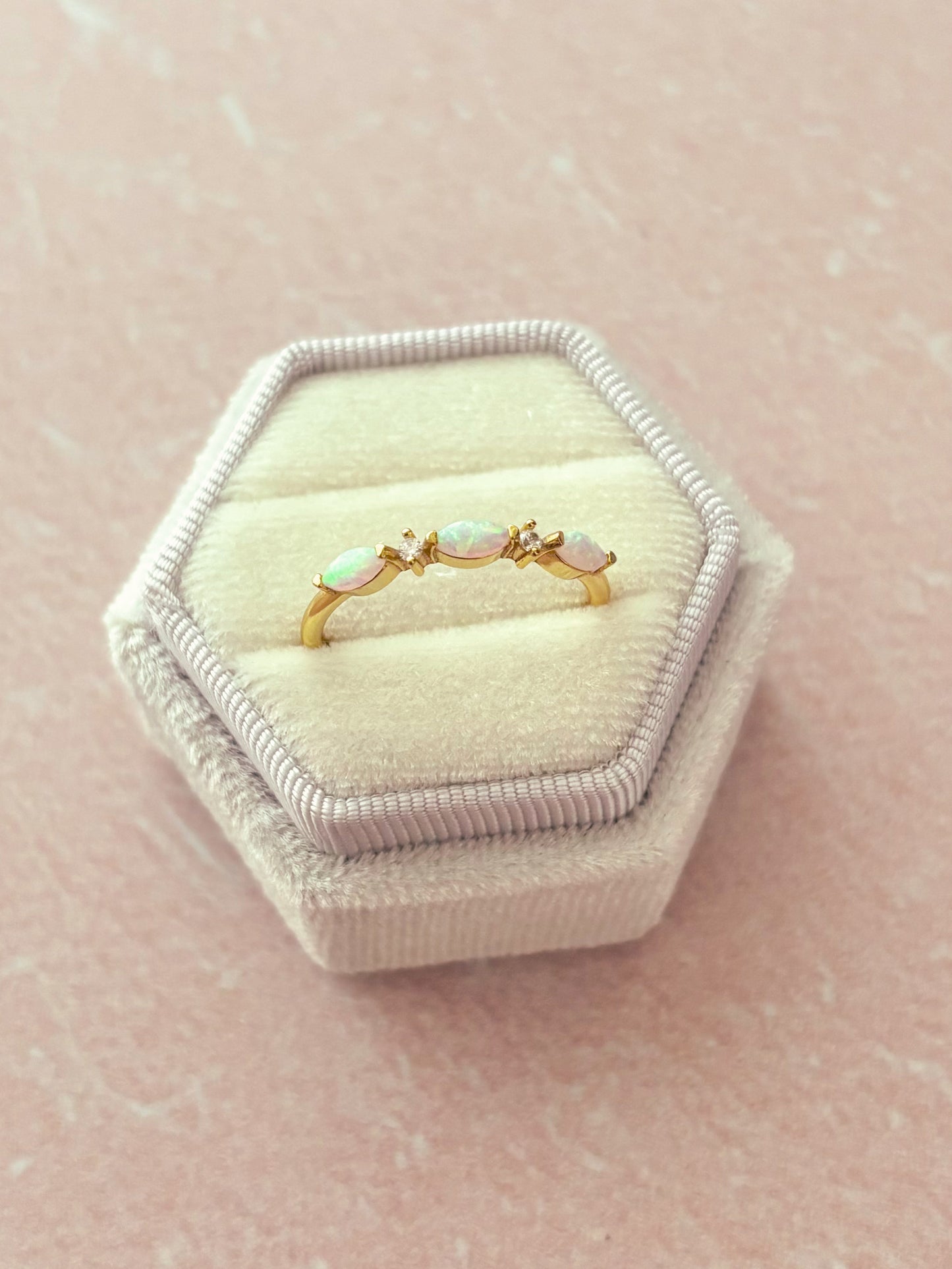 Anillo Tres Opalos, Anillo Minimalista, Plata 925