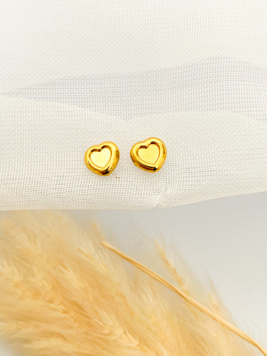 Aretes Pequeños Corazón, Studs, Acero Inoxidable