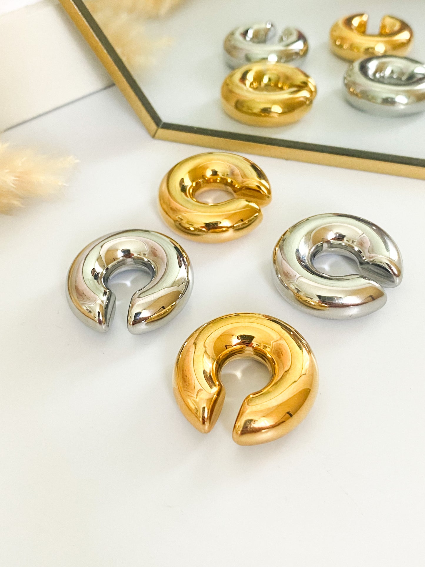 Earcuff Chunky, Arete a Presión, Acero Inoxidable