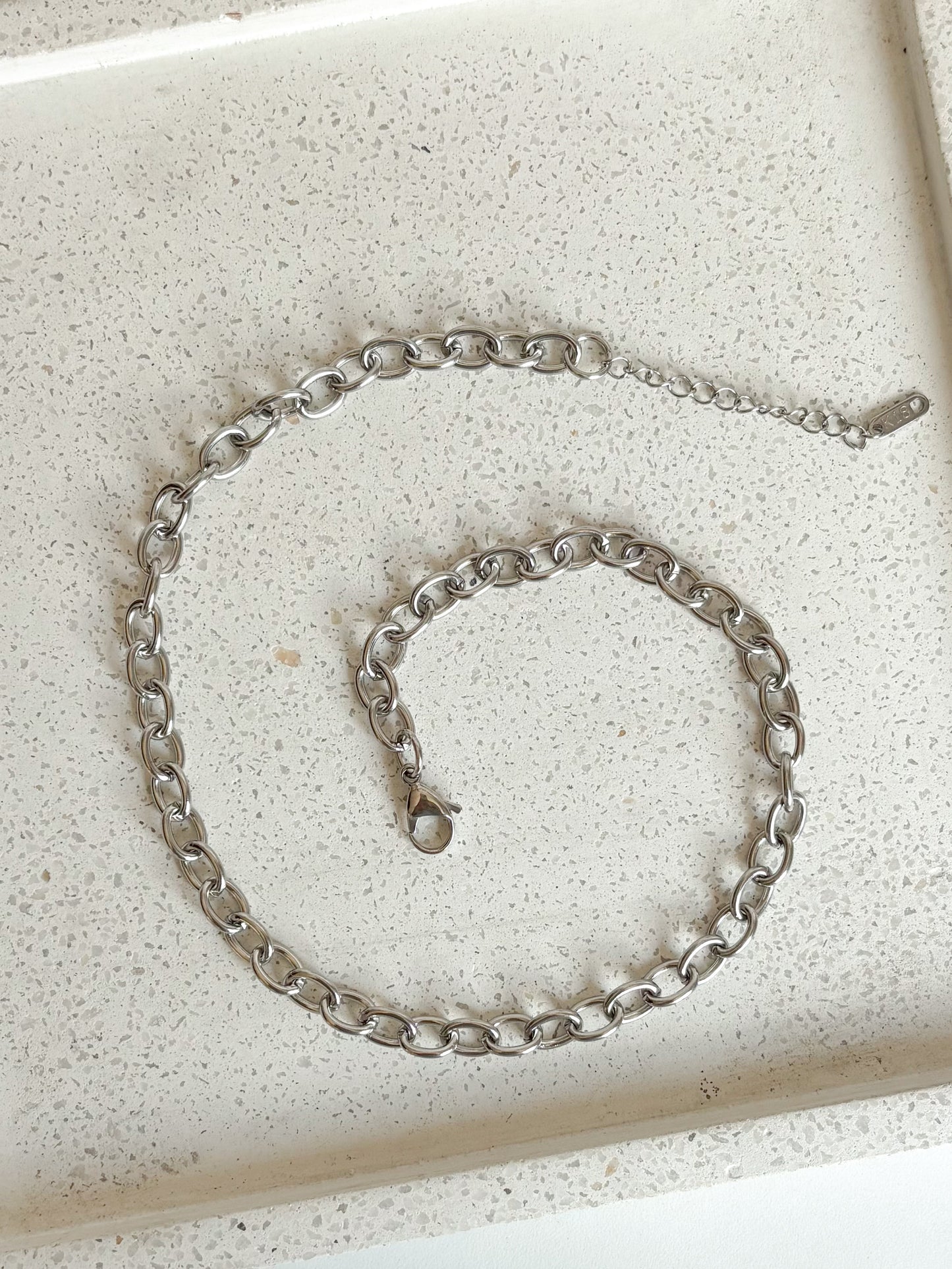 Cadena Chunky Eslabones Grandes, Acero Inoxidable, Color Plateado