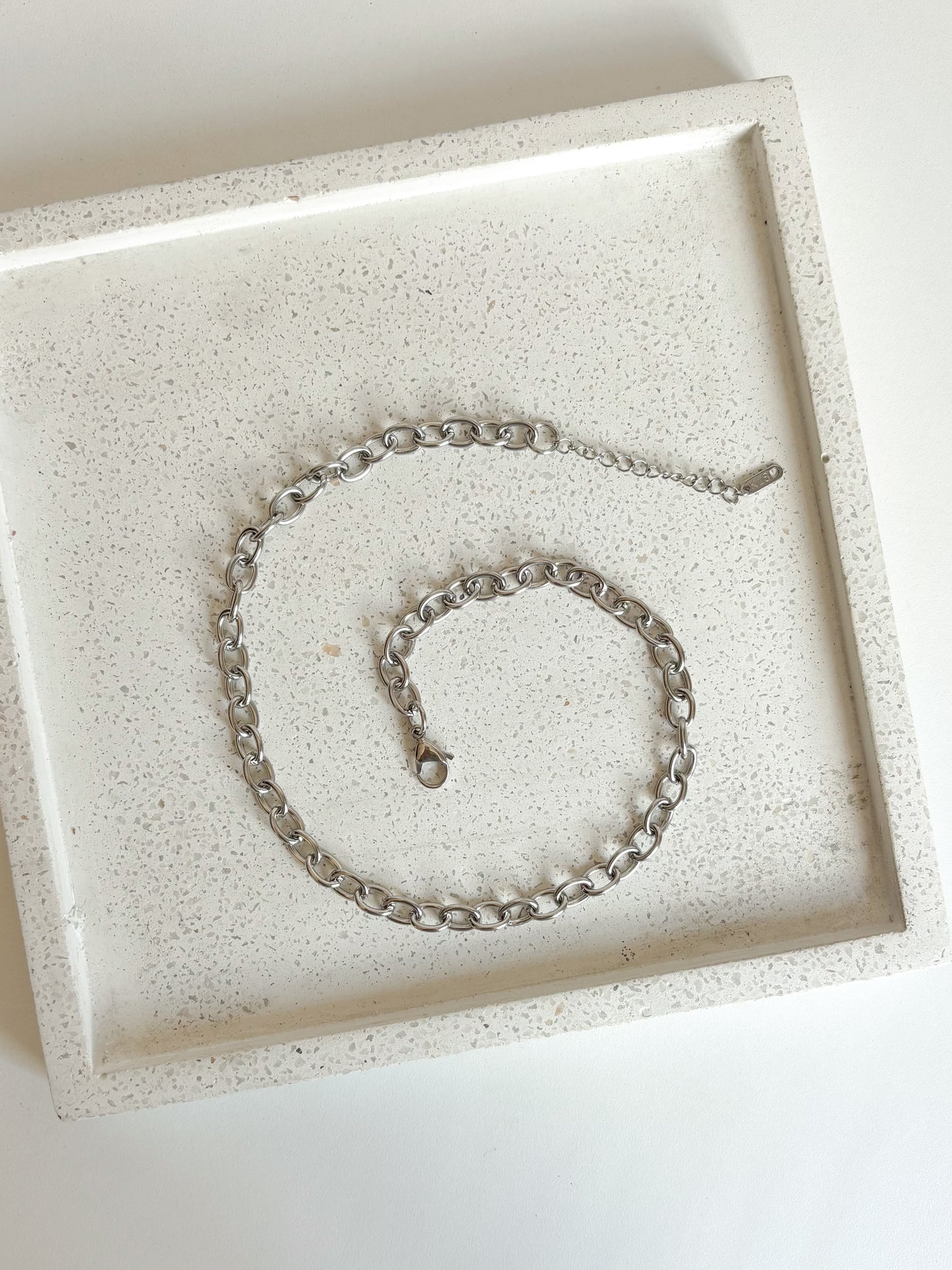 Cadena Chunky Eslabones Grandes, Acero Inoxidable, Color Plateado