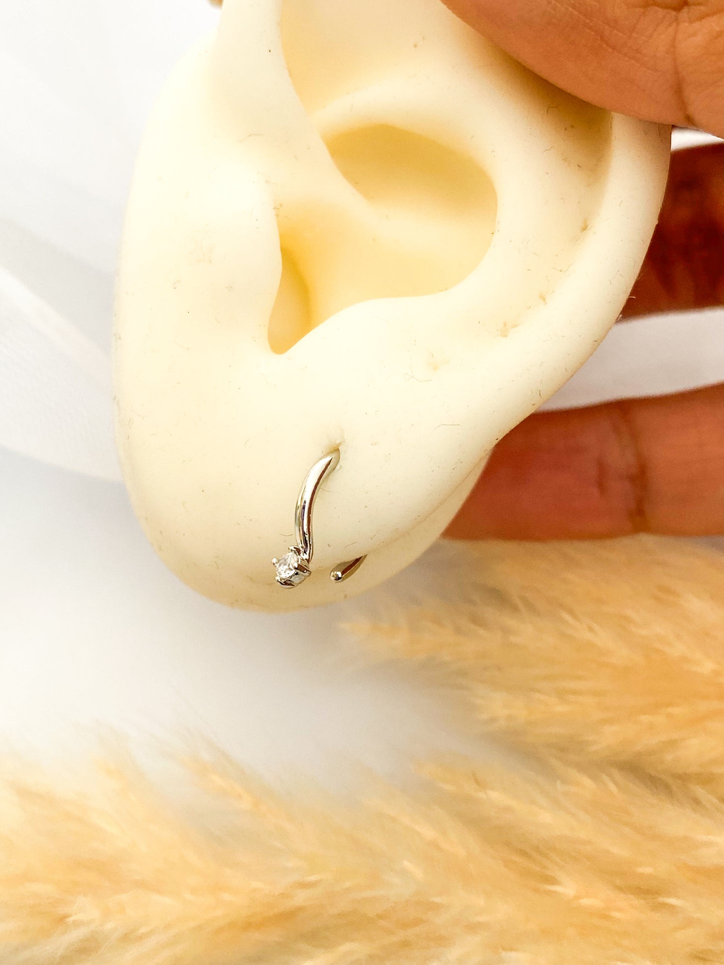 Earcuff Zirconias, Arete a Presión, Dúo de aretes, Acero Inoxidable